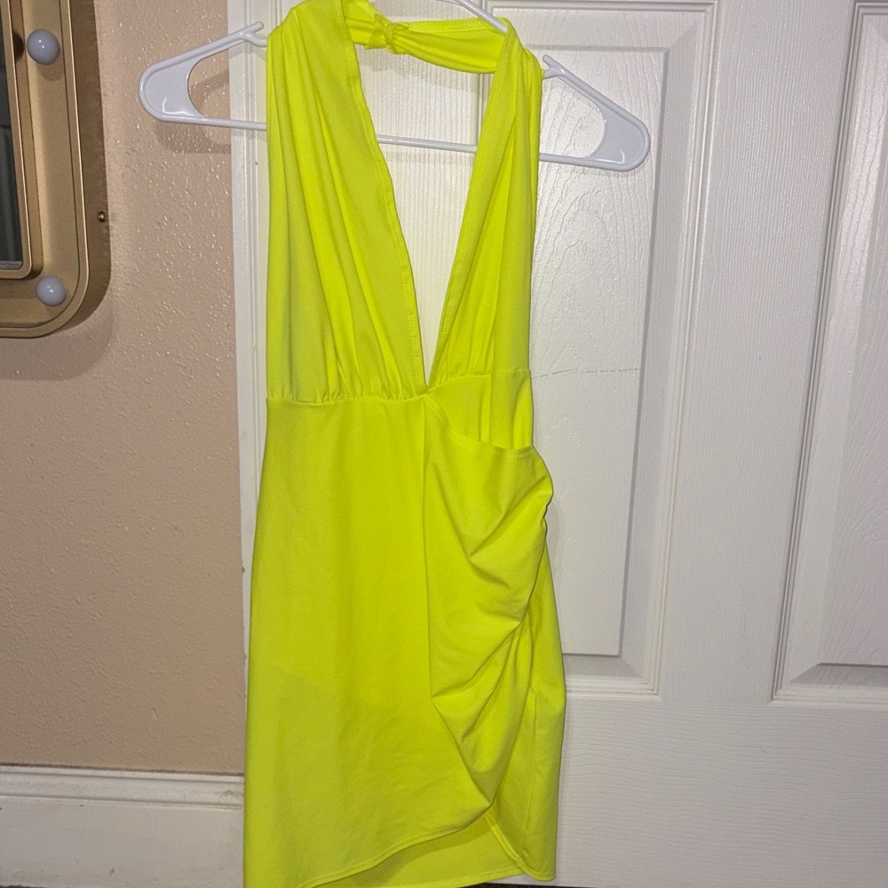 SHEIN Neon Yellow Backless Dress